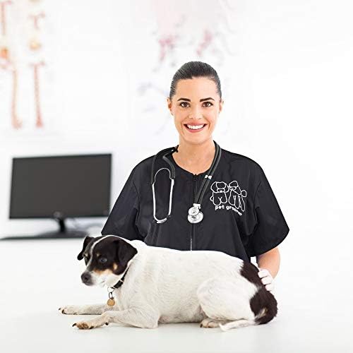 Noverlife Short Sleeve Pet Grooming Work Clothes with Full Zipper, M Size - Image 7