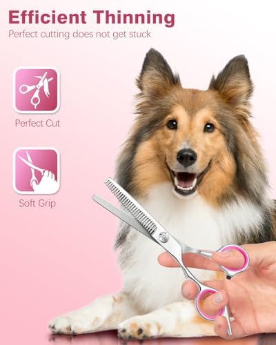 Furry Professional Pet Grooming Scissors with Safety Round Heads - 6 in 1 Curved Scissors for Dogs and Cats - Image 4