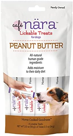 Café Nara Lickable Dog Treats, Peanut Butter, 0.5 oz Tubes, 4 Count by Caf%C3%A9N%C3%A4ra
