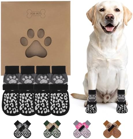 KOOLTAIL Dog Socks for Hot/Cold Pavement to Prevent Licking Paws for Hardwood Floors,Anti Slip,Pet Boots&Paw Protector with Grippers,Puppy Shoes Booties for Small Medium Large Senior Dogs by KOOLTAIL
