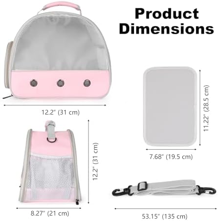 Ventilation Carrier for Bearded Dragon,Guinea Pig Carrier,Guinea Pig Carrier for 2,Reptile Travel Carrier for Lizards Sugar Glider Hedgehog Rat Parrot Birds,Airline Approved Pink - Image 2