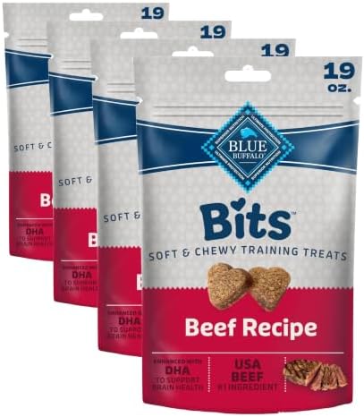 Blue Buffalo Bits Soft Dog Treats for Training, Made with Natural Ingredients & Enhanced with DHA, Beef Recipe, 19-oz Bag (Pack of 4) by BlueBuffaloCompanyLtd