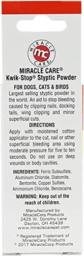 Miracle Care Kwik Stop Styptic Powder for Dogs, Cats and Birds, 0.5 Ounce, Fast Acting Blood Stop Powder with Pain Relieving Benzocaine (Pack of 6) - Image 2
