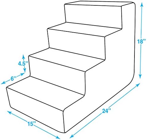 Best Pet Supplies Dog Stairs & Steps - Foam Steps for Small Dogs & Cats, Non-Slip Indoor Balanced Pet Step Support, Dog Ramp, No Assembly, Paw Print on Beige, 4-Step (18-inch Height) - Image 5