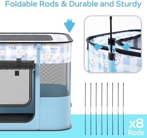 XRG Foldable Pet Playpen,Indoor Cat cage Puppy Crates L(35.4"x27.6"x23.6") - Image 5