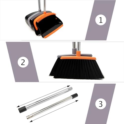 Broom and Dustpan Combo Set,55" Long Handle,Charcoal - Image 3