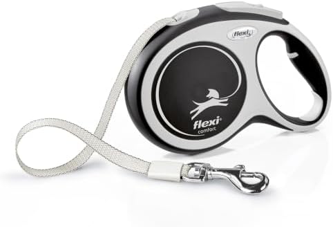 FLEXI® Comfort Nylon Tape Retractable Dog Leash, Large, 26 ft - Grey/Black by Flexi
