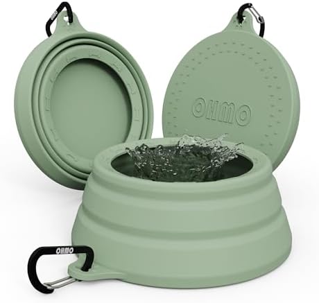 OHMO Spill Proof Collapsible Dog Bowl, 24oz Portable Dog Water Bowl by OHMO