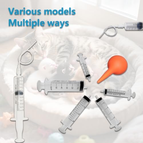 11pcs Puppy Kitten Feeding Tube Kit for Small Animals and Clear Feeding Syringe 5/10/20/30/60ml, Clear Feeding Tube, Syringe Bulb for Puppy Kitten Nestling Feeding Tools - Image 3