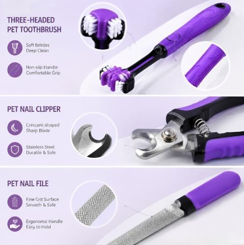 Cat Grooming Kit,Kitten Puppy Pet Dog Grooming Kit,Dog Slicker Brush,9PCS - Image 7