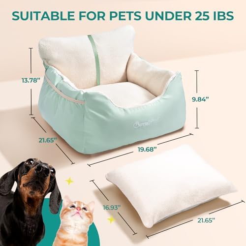 BurgeonNest Dog Car Seat for Small Dogs & Cats Under 25 lbs, Beige Green - Image 2