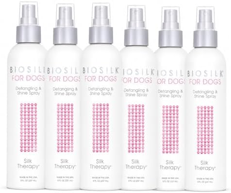 BioSilk for Dogs Silk Therapy Detangling and Shine Spray, 8 Fl Oz, 6-Pack by BioSilk