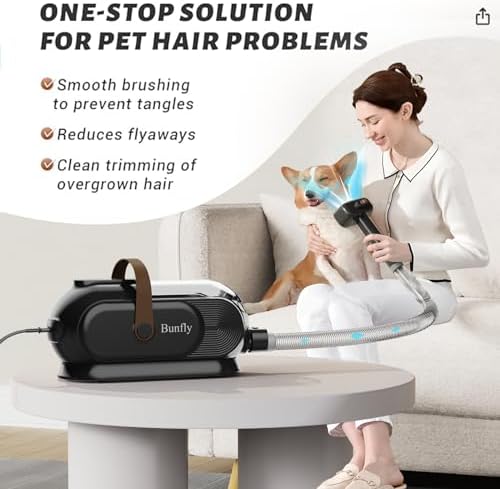 Bunfly Dog Grooming Kit with 13000kpa Strong Grooming & Vacuum Suction 99% Pet Hair,3L Capacity,11 Grooming Tools Dogs Cats and Other Animals,Home and Car Cleaning -Black - Image 2