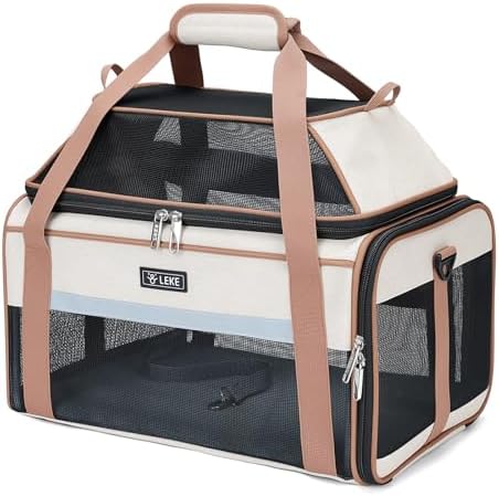 Lekereise Top-Expandable Pet Carrier 18x11x11Inch Delta American United Airline Approved Soft Sided Underseat to 15lbs Travel Carriers for Small Dogs Cats with Locking Safety Zippers Anti-Scratch Mesh by Lekereise