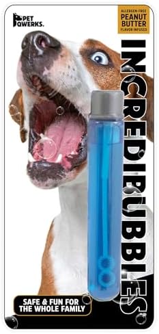Pet Qwerks Incredibubbles Interactive Pet Toys - Long Lasting Edible Bubbles for Dogs & Cats - Peanut Butter Flavor - 20 ML, All Breed Sizes by PetQwerks