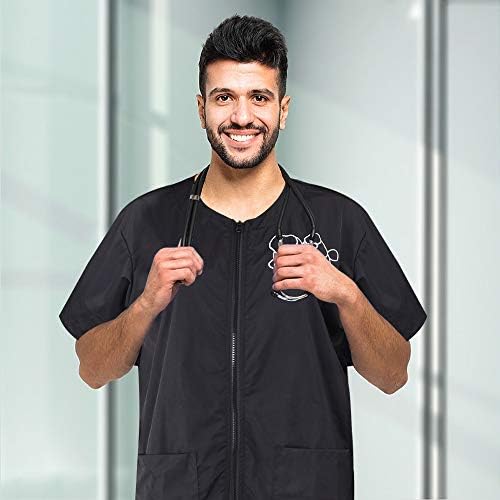 Hair Repellent Short Sleeve Pet Groomer Smock with Pockets, 3XL Size - Image 7