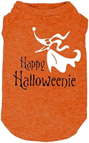 Funy Pumpkin T-Shirt Cute Ghost Dog Bone Print Shirt & Vest - Small to X-Large, Orange-2 - Fall Gift by weokwock