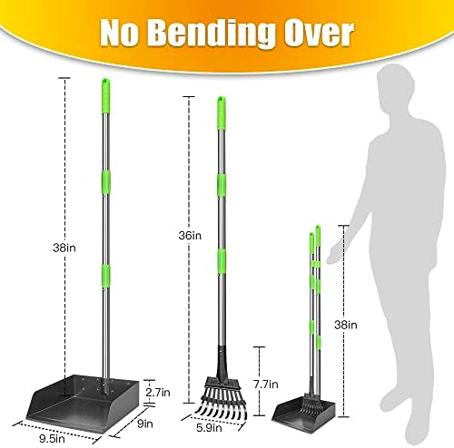TOOGE Metal Pooper Scooper for Dogs Heavy Duty Long Handle Rake & XL Tray - Image 3
