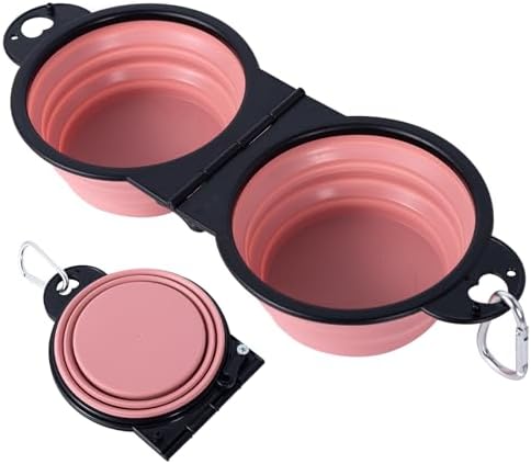 SLSON Collapsible Dog Dual Bowls Reinforced Rim 180 Degrees Flip Over Bowl by SLSON