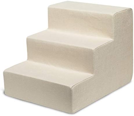 Best Pet Supplies Dog Stairs & Steps - Foam Steps for Small Dogs & Cats, Non-Slip Indoor Balanced Pet Step Support, Dog Ramp, No Assembly, Ivory, 3-Step (13.5-inch Height) by BestPetSuppliesLLC