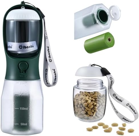 Cibaabo Dog Water Bottle with Food Container & Poop Bag Holder & Filter by Cibaabo