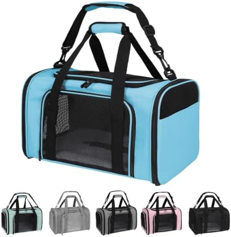 Carriers Soft-Sided Pet Carrier Large Carrier for Medium Large Cats Dogs Under 35Lbs,Breathable Ventilated Design,Collapsible Roomy Carrier with Airline Approved(X-Large,Blue) by Yipincover