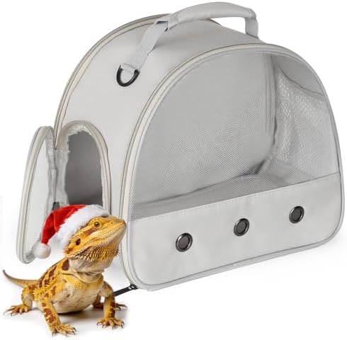 Ventilation Lizard Carrier for Bearded Dragon,Guinea Pig Carrier,Guinea Pig Carrier for 2,Reptile Travel Carrier for Lizards Sugar Glider Hedgehog Rat Parrot Birds,Airline Approved by WEVONIGU