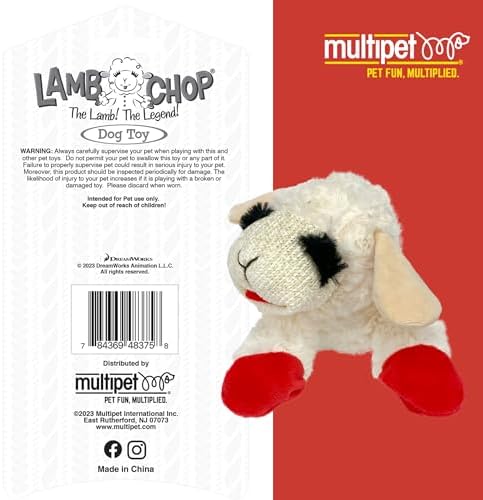 Multipet Lamb Chop Dog Plush Toy - Squeaky Toy for Small & Medium Dogs - Extra Soft Plush - Stuffed Animal for Cuddling & Playing (10", Cream, 5 Squeakers) (Pack of 2) - Image 5