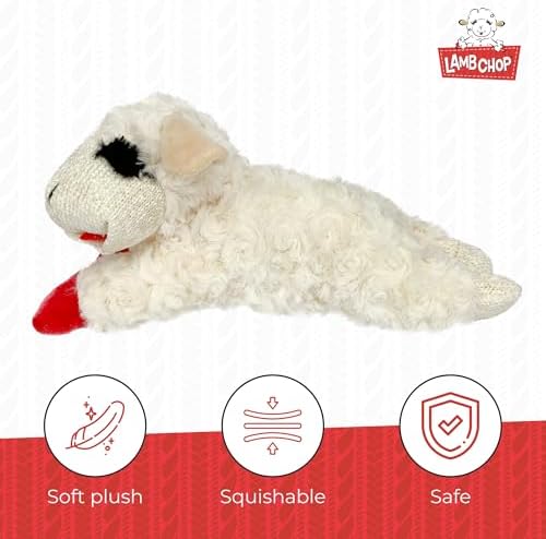 Multipet Lamb Chop Dog Plush Toy - Squeaky Toy for Small & Medium Dogs - Extra Soft Plush - Stuffed Animal for Cuddling & Playing (10", Cream, 5 Squeakers) (Pack of 2) - Image 3