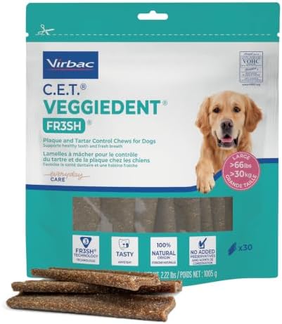 C.E.T. Veggiedent Fr3sh Plaque and Tartar Control Chews for Dogs, Large by Virbac
