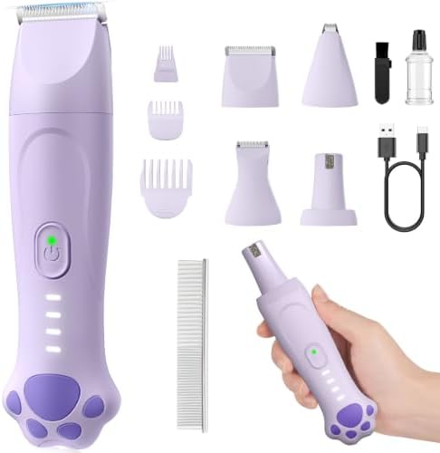4-in-1 Dog Clippers for Grooming Kit - 45dB Quiet 150-Min Run Non-Slip Grip by VeeconnPetSupplies