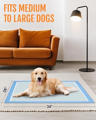 Powools Puppy Pads for Dogs, 34 x 28 in, Tear-Resistant, 80-Pack - Image 2