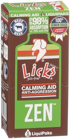 Licks Zen Calming Aid, L-Theanine, Braised Beef Flavor, 5 Packets by LicksPillFree