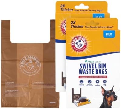 Arm & Hammer Heavy Duty Pet Waste Bags for Swivel Bin & Rake Dog Pooper Scooper,Refill Bags (Packaging May Vary),(Pack of 40) by ARMHAMMER