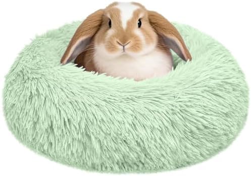 Bunny Rabbit Hideout Bed Small Animal Bedding Donut-Shaped Burrowing Pet Bed Soft and Warm Hideaway with Spandex and Fleece Bottoms Cozy Carrier, Cage Accessories by LightUpYourPetsLife