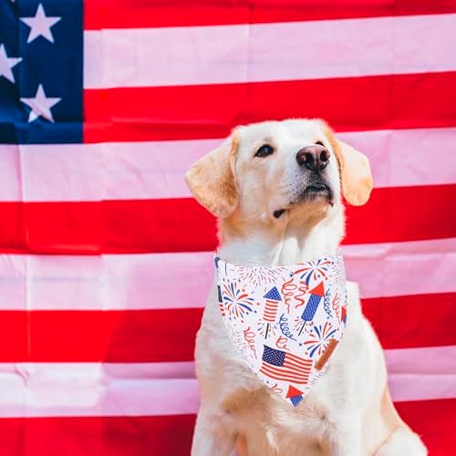 ADOGGYGO American Flag Dog Bandana, White Blue 4th of July Flag Pet Scarf, Premium Durable Fabric, Adjustable Fit 4th of July Bandanas for Extra Large Dogs Pets (X-Large) - Image 3