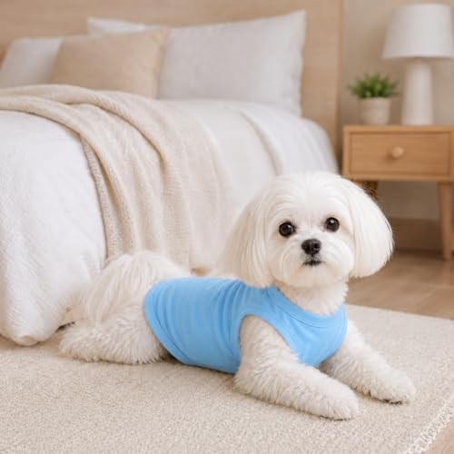 2018 Pet Clothes Dog Clothing Blank T-Shirt Tanks Top Vests for Small Middle Large Size Dogs 100% Cotton Dog Summer Vest Classic (L, Light-Blue) - Image 6