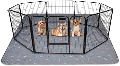 Sunheir Washable Pee Pads for Dogs 72"x72", Extra Large Reusable Puppy Pads Pet Training Pads for Dog Playpen, Waterproof Pee Pads for Puppy Playpen, Whelping Pad, Dog Playpen Indoor - Light Grey by SUNHEIR