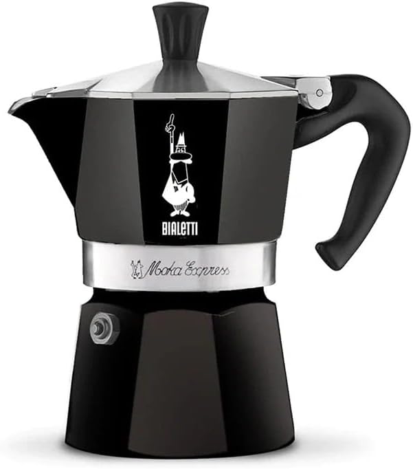 Bialetti Moka Express Iconic Italian Stovetop Espresso Maker (Black, 6 Cups) by Bialetti