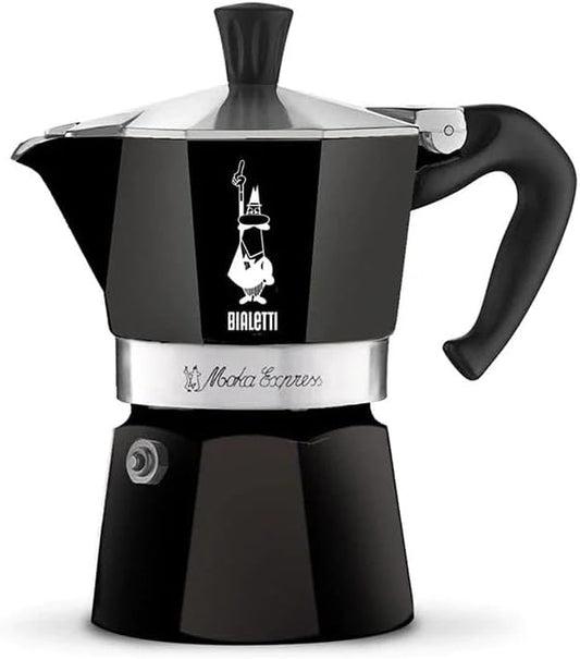 Bialetti Moka Express Iconic Italian Stovetop Espresso Maker (Black, 6 Cups) by Bialetti