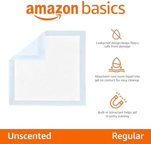 Amazon Basics Leak-Proof Dog and Puppy Potty Training Pee Pads with Quick-Dry 5-Layer Super Absorbent Surface for Dog Training, Floor Protection, Regular Size 22x22", Blue & White, 50 Count - Image 2