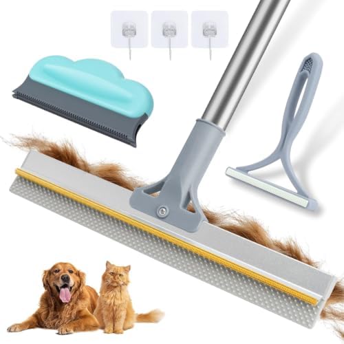 Carpet Rake for Pet Hair Removal Tool,Reusable Pet Hair Remover Broom Grey by FancyMouse