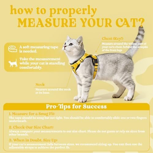 rabbitgoo Cat Harness and Leash Set, Escape Proof Vest, Yellow - Image 2