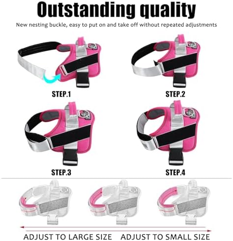Bolux Dog Harness, No-Pull Reflective Dog Vest, Breathable Adjustable Pet Harness with Handle for Outdoor Walking - No More Pulling, Tugging or Choking (Fuchsia, Small (Pack of 1)) - Image 3