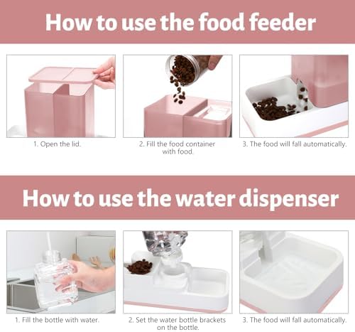 Yummy Sam Automatic Small Pet Feeder and Water Dispenser, Pink - Image 5