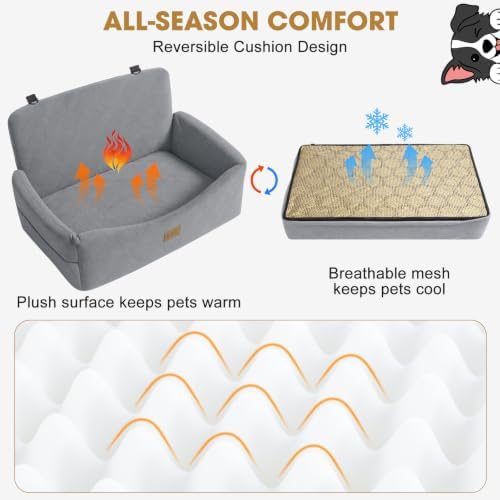 JOEJOY Dog Car Seat for Large Medium Sized Dogs Under 55 lbs, Dog Booster Seat for 2 Small Dogs with Detachable Washable Cover, Memory Foam Pet Car Seat with 2 Safety Belts and Storage Pockets - Image 2
