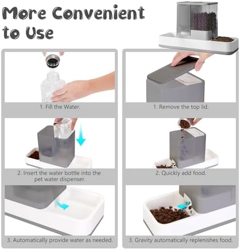 GearRoot Automatic Cat Feeder and Water Dispenser, 2 in 1 Gravity Pet Food Feeder and Water Dispenser Detachable Cat Food Dispenser for Small Dogs and Cats, Gray - Image 3