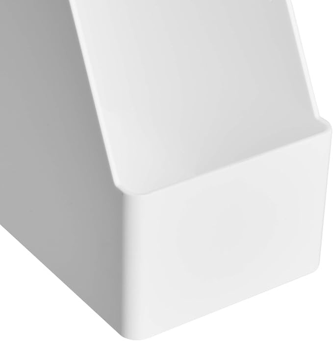 Amazon Basics Rectangular Plastic Desk Organizer, Magazine Rack, White, 2-Pack - Image 7