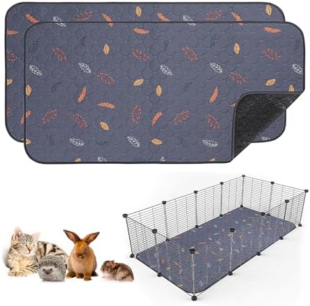 Sunheir 2 Pack Washable Guinea Pig Pee Pads, 24"x48" Reusable Cage Liners by SUNHEIR