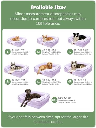 Spotted Play Orthopedic Dog Bed with Sides - Sofa Beds for Extra Large Dogs, Supportive Foam Pet Couch Bed with Washable Removable Cover, Waterproof Lining and Non-Slip Bottom, Purple - XL - Image 7